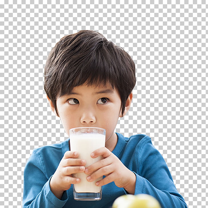 Milk Drinking, Small black haired boy holding the cup of.