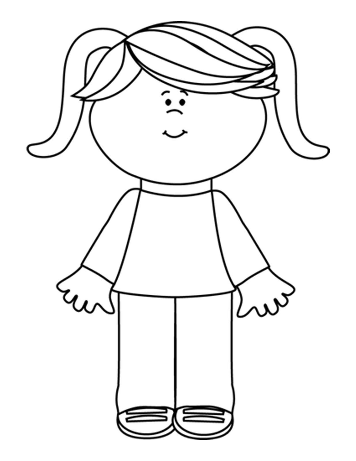 Girl Child Clipart Black And White.