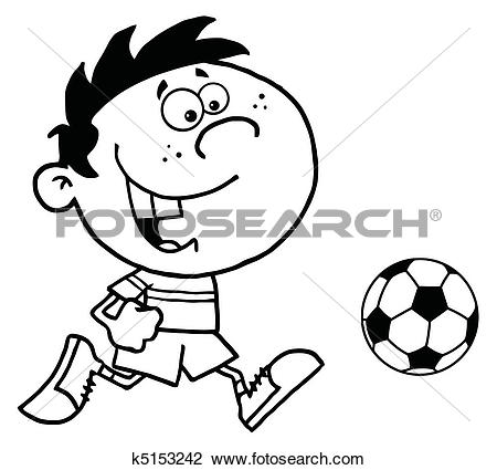 Clipart of Boy Running After A Ball k5153242.