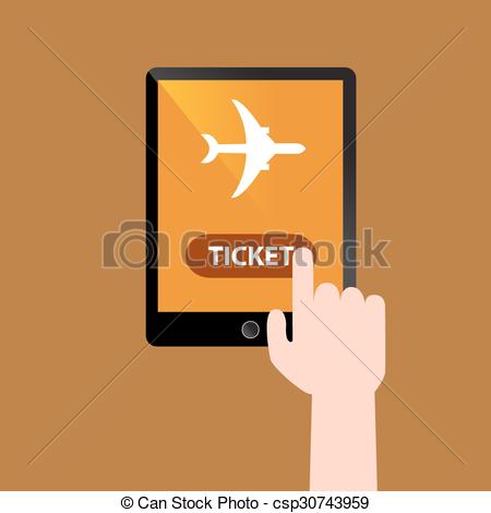 Clipart Vector of Booking Online Flight Ticket.