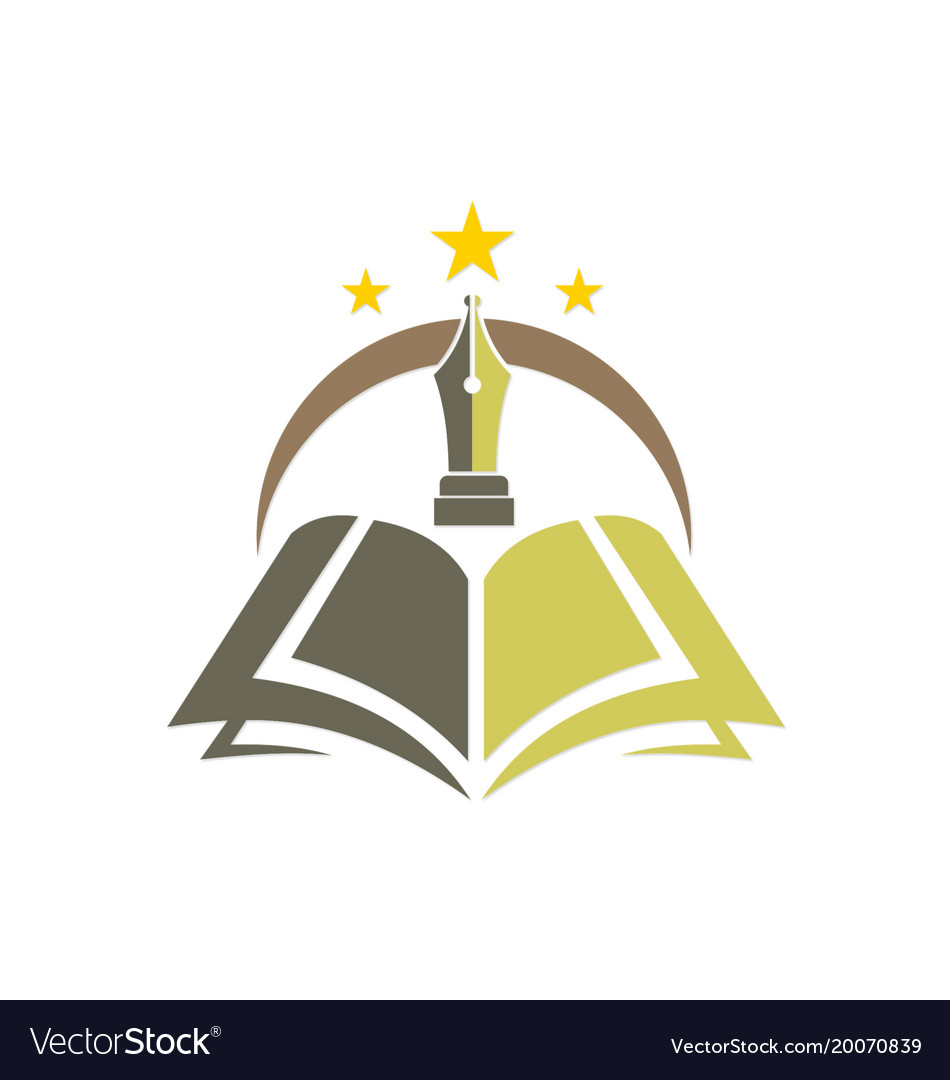 Knowledge book pen education logo.