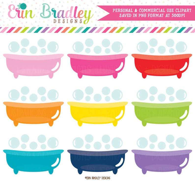 Bathtub Clip Art Graphics Commercial Use Bathtime Clipart.