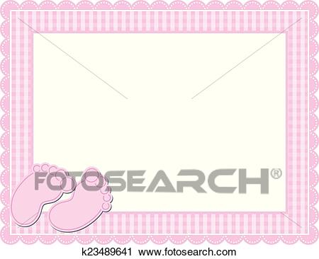 Baby Girl Gingham Frame Clipart.