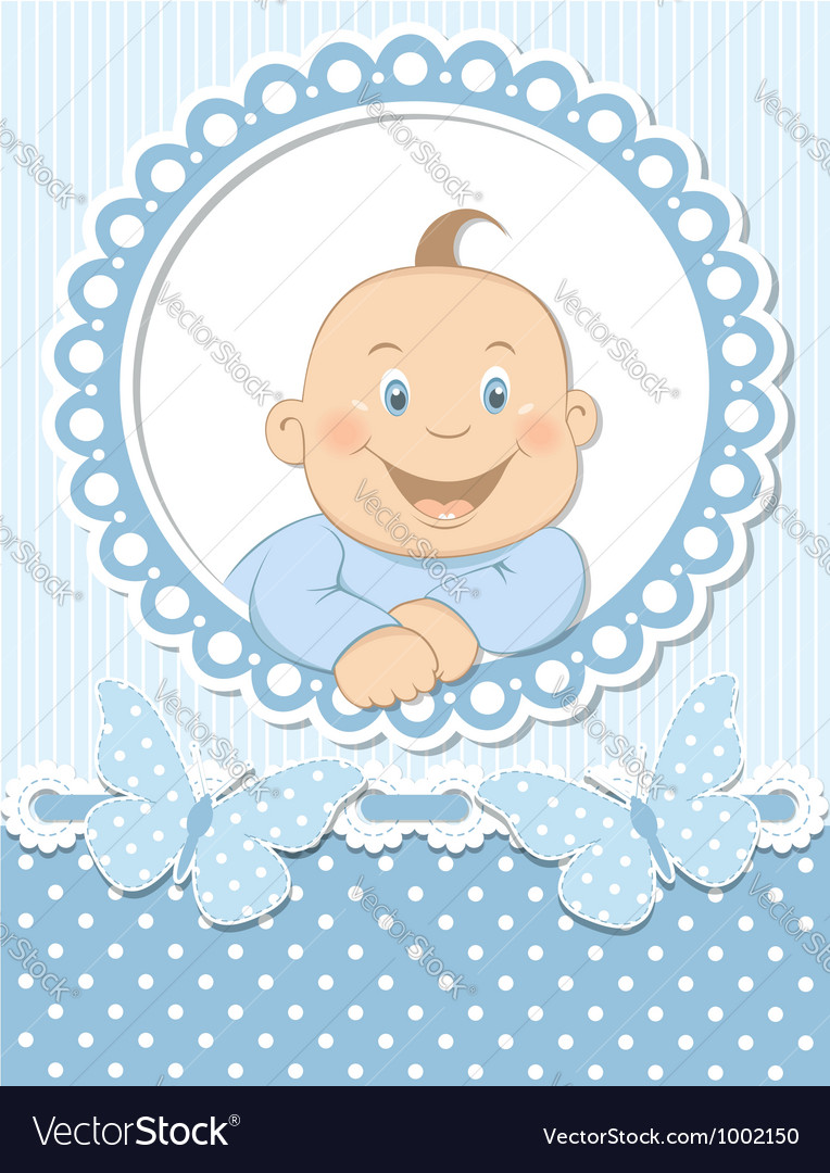 Happy baby boy scrapbook blue frame.