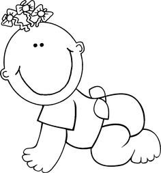 Cute Baby Clipart Black And White.