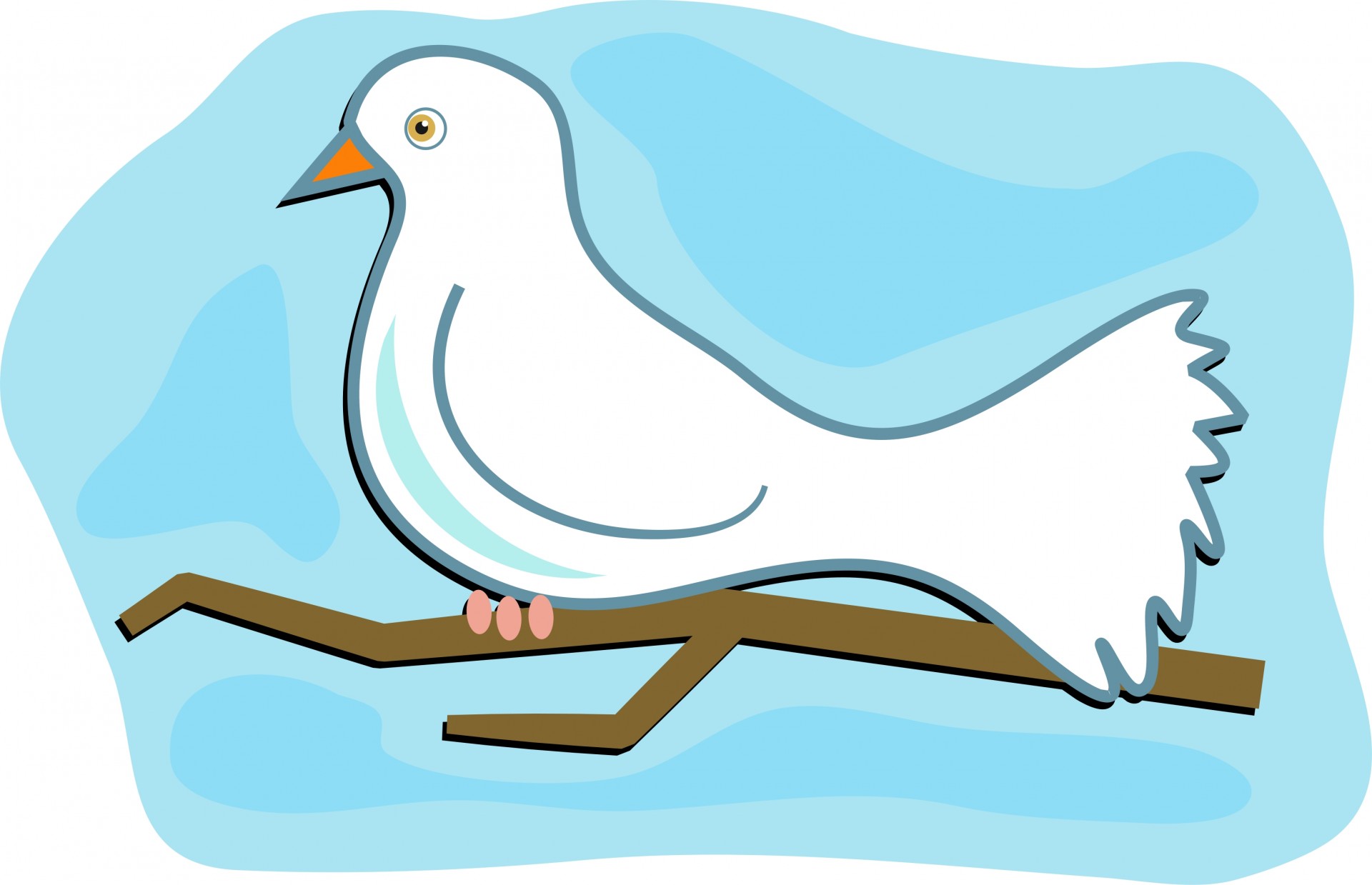 Christian clip art graphic descending dove solid white dove.