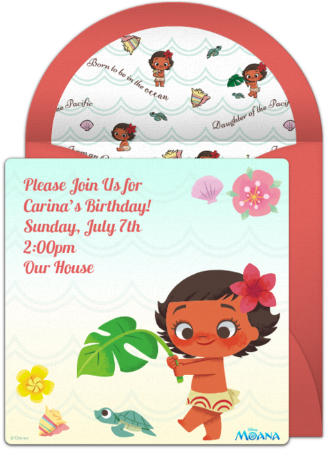 Baby Moana Online Invitation.