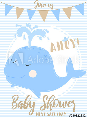 Vector image of a blue whale with the inscription Baby.