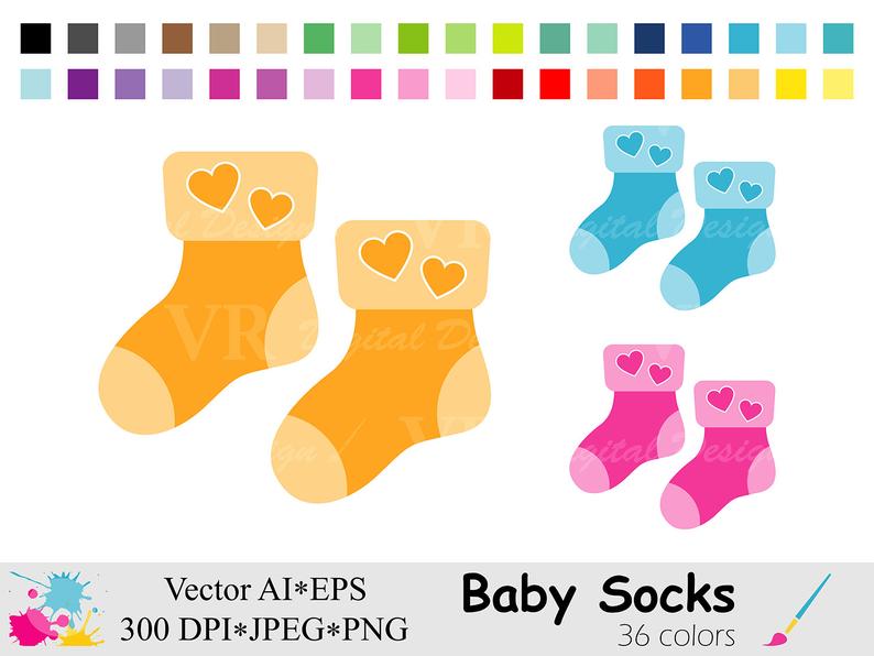 Baby Socks Clip Art, Baby Shower Clipart, Rainbow Socks Clipart, Colorful  Socks Graphics, Planner Stickers Clipart, Digital Download Vector.