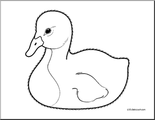 Clip Art: Baby Animals: Swan Cygnet (coloring page).