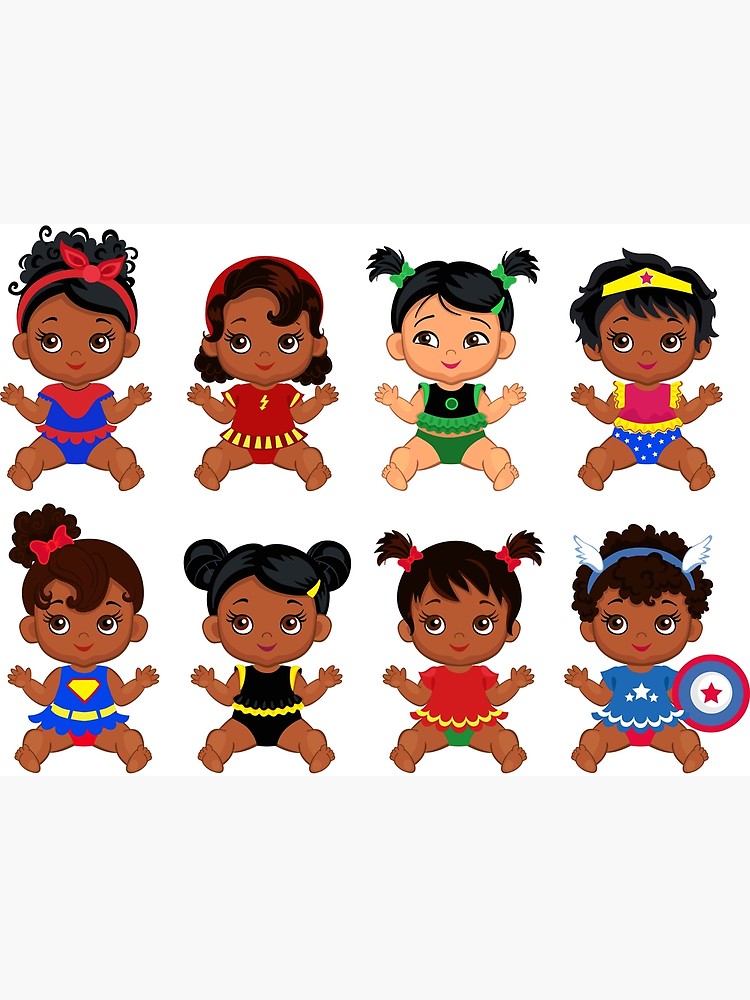 African American Superhero baby ,Superhero Multicultural Baby Costumes ,  SuperBaby Girls Clipart..