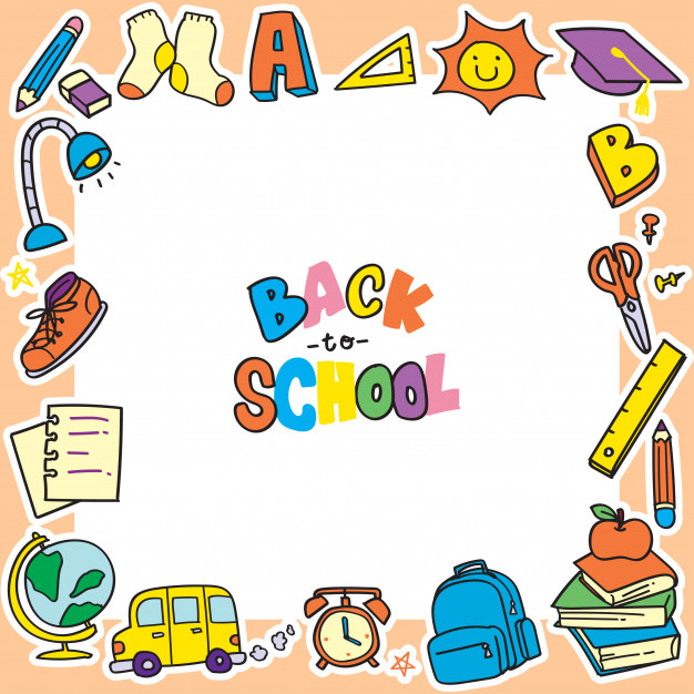 Back to school doodle background, clip art frame Vector.