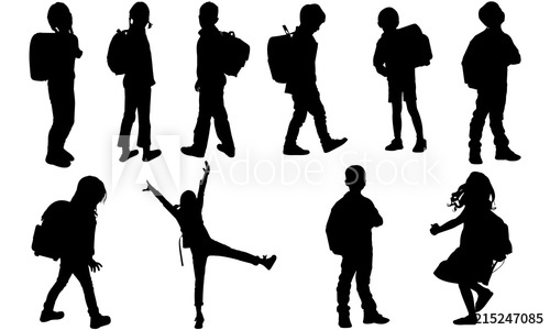 Back to School Kids Silhouette.