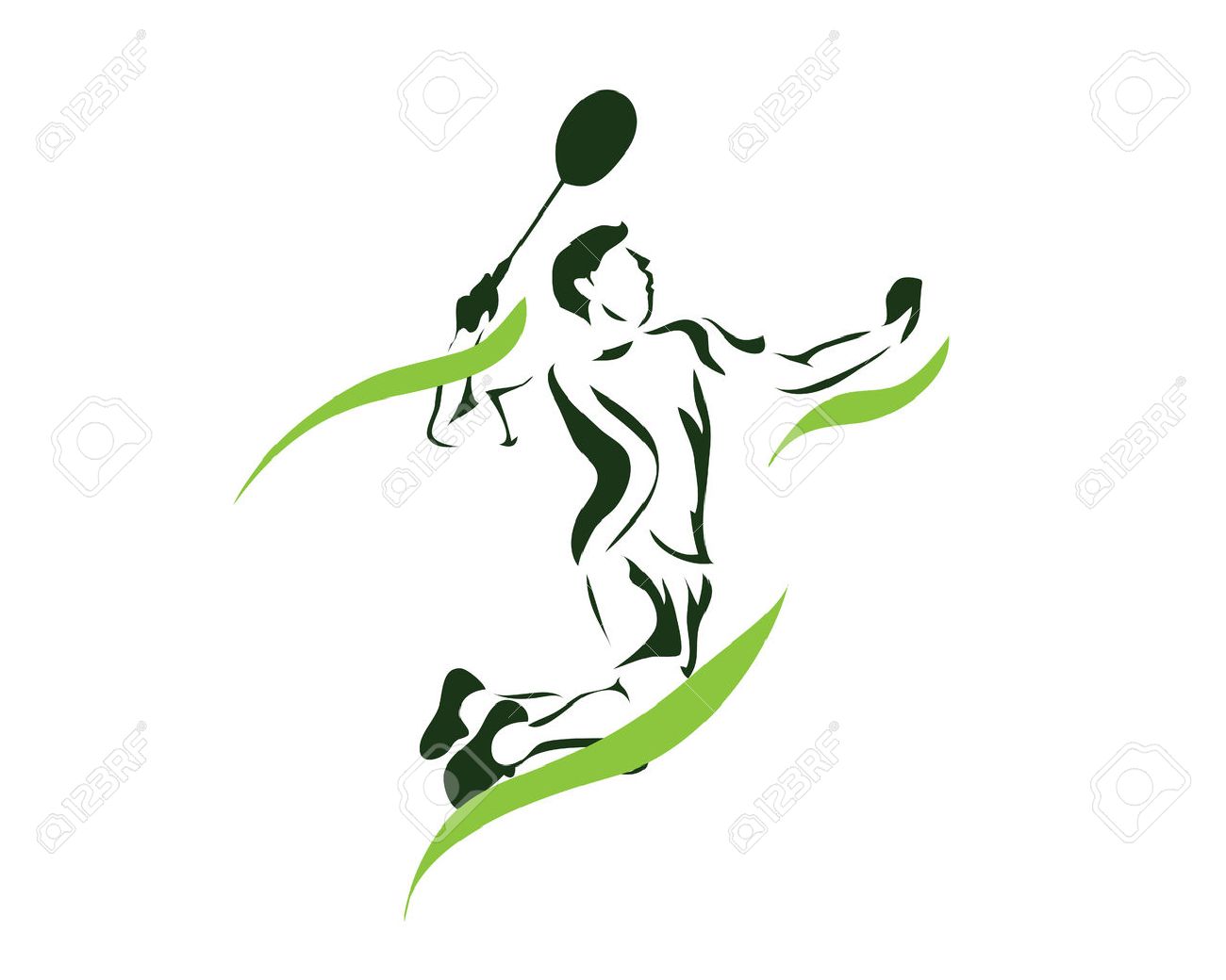 Modern Passionate Badminton Player In Action Logo.