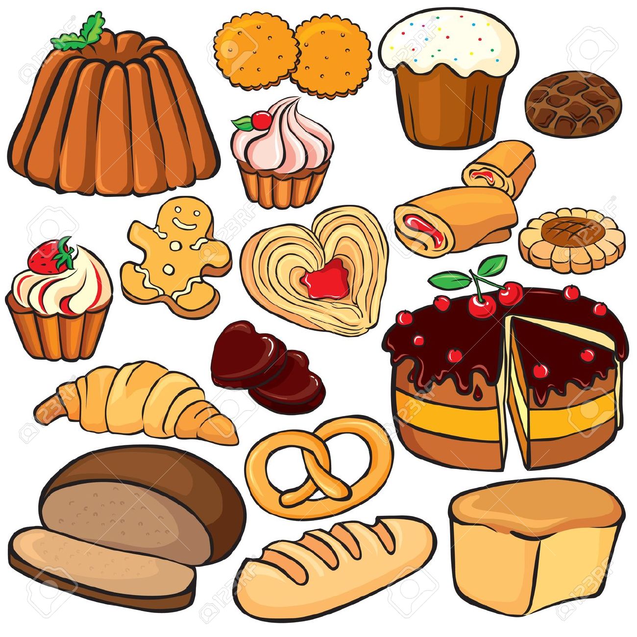 Baking And Sweets Icon Set Isolated On White Royalty Free Cliparts.