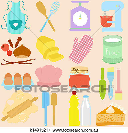 Baking Tools in Pastel Clip Art.