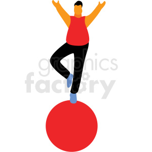 cartoon man balancing on ball flag vector clipart . Royalty.