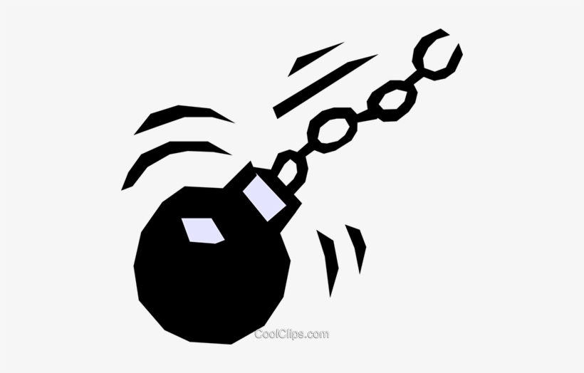 Ball & Chain Royalty Free Vector Clip Art Illustration.