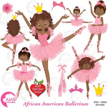 Ballet Clipart, Ballerina, Dancer Clipart, African American, AMB.