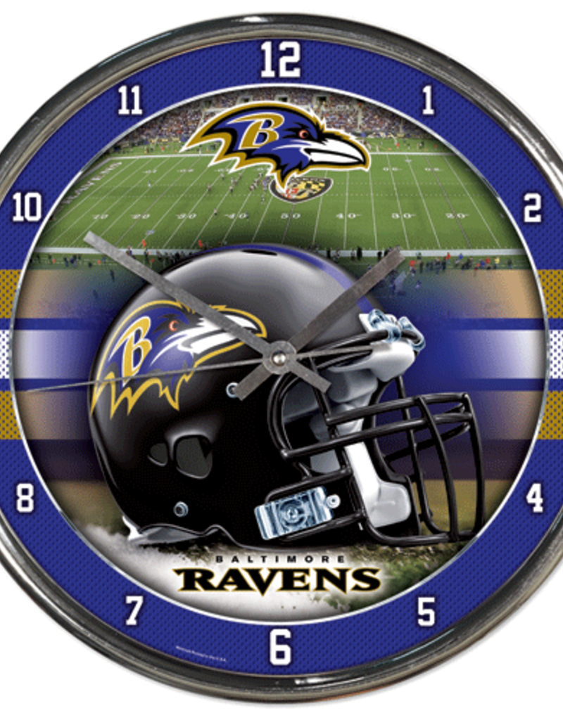 WINCRAFT Baltimore Ravens Round Chrome Wall Clock.