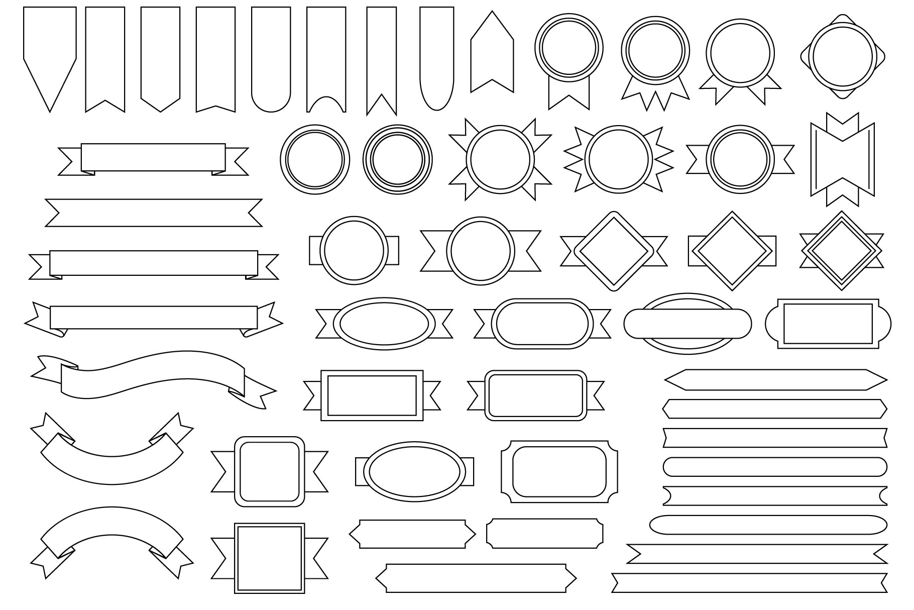 Outline Badge & Banner Clip Art Set.