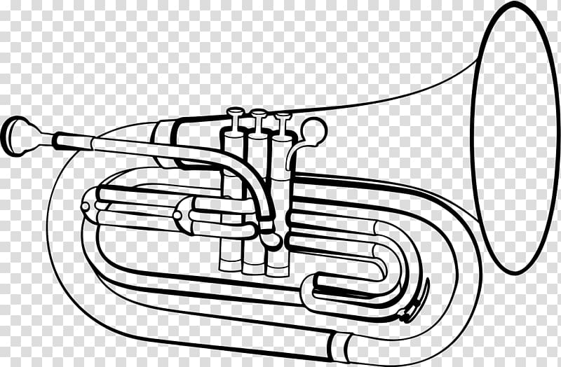 Baritone horn Marching euphonium Drawing Musical Instruments.