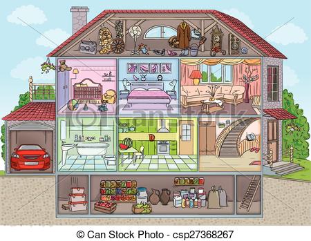 Clip Art Vector of Inside the house.