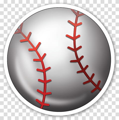 EMOJI STICKER , white and red baseball transparent.