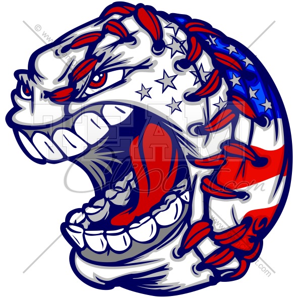 July 4th Baseball Clipart Image. Easy to Edit Vector Format..