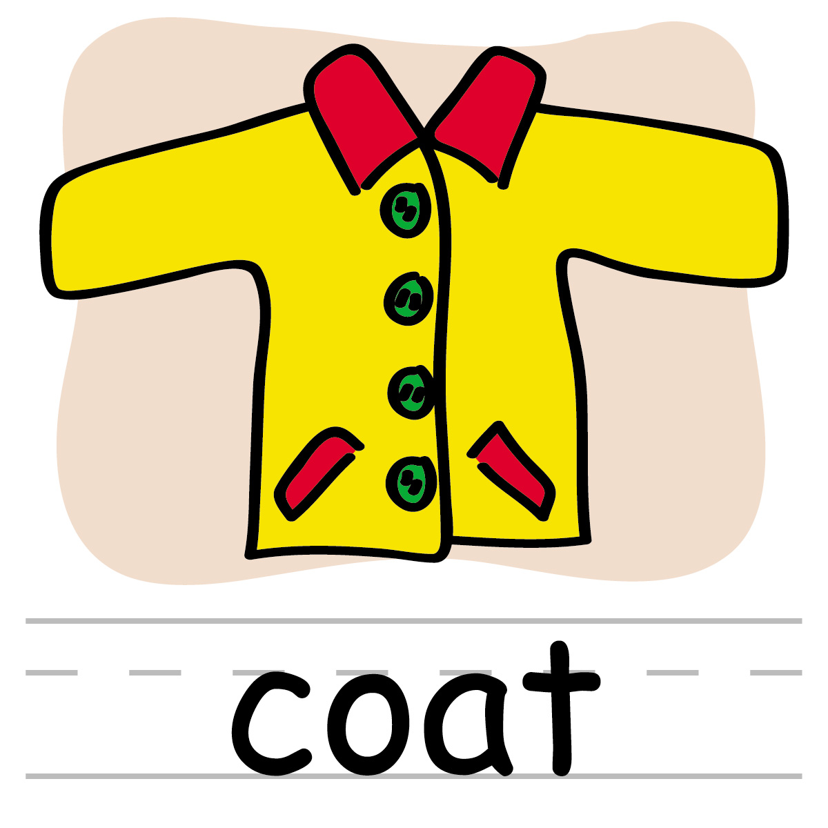 Clip Art: Basic Words: Dress Color Labeled.