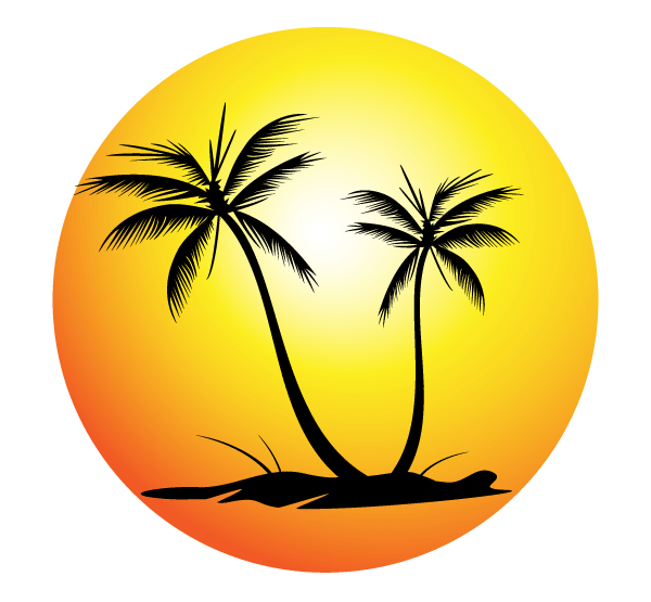 Free Tropical Beach with Palm Trees Vector Image.