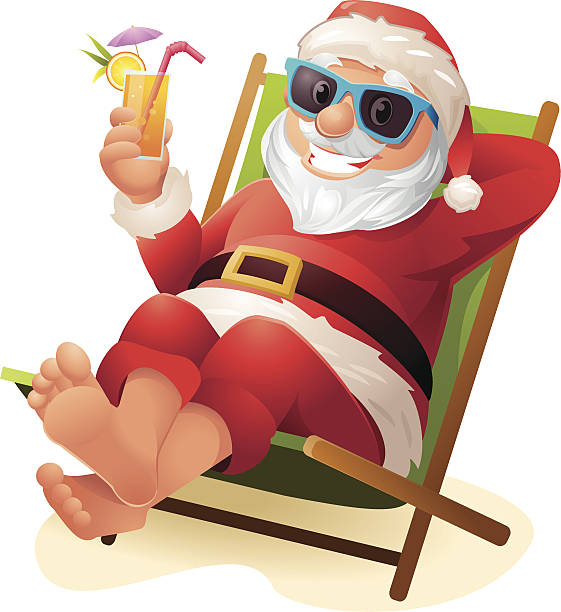 Royalty Free Santa Claus On Beach Clip Art #138482.