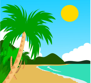 Palm tree on beach clipart.