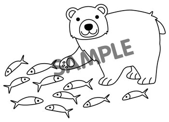 Counting Clip Art : Bear Catching Fish.