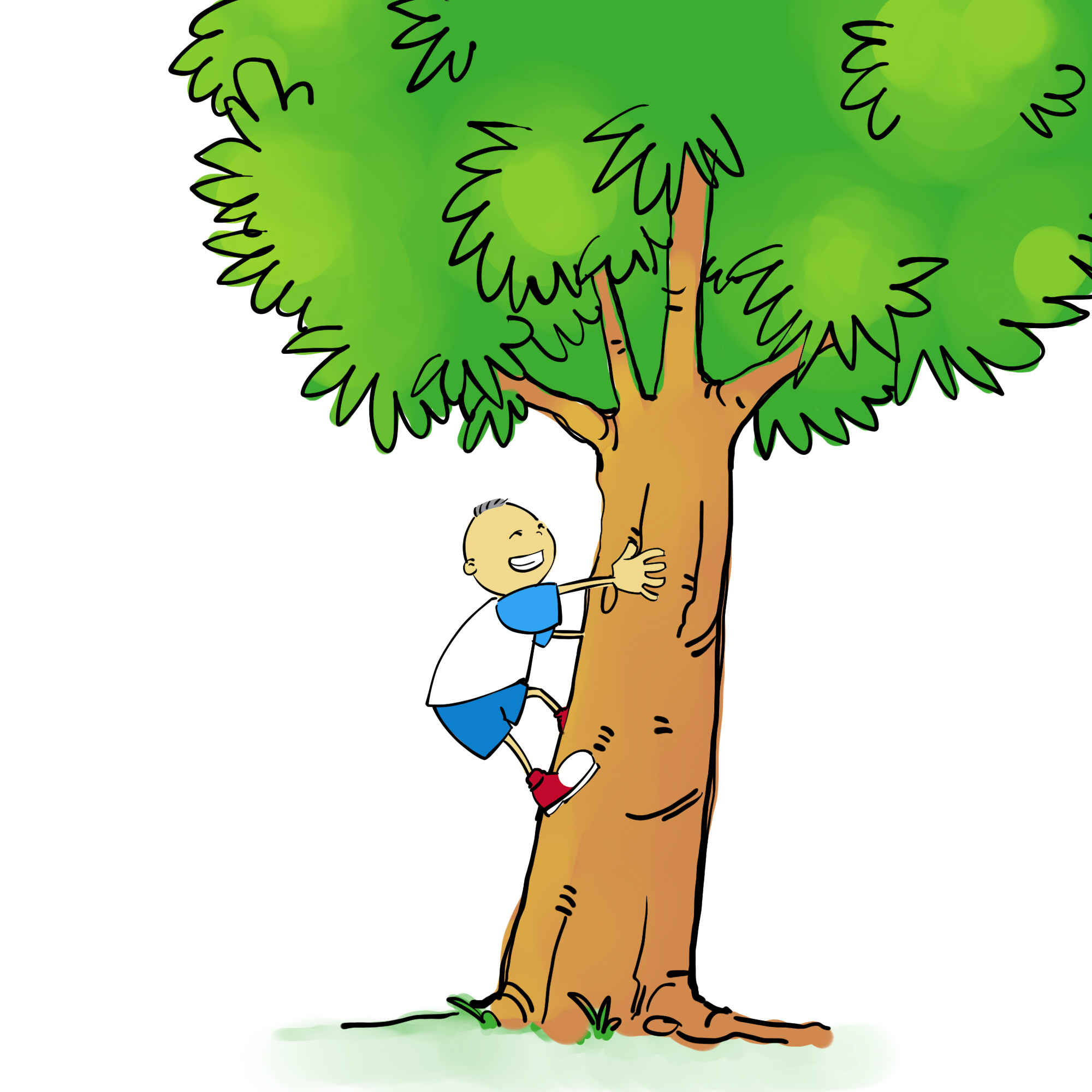 Boy Climbing A Tree Clipart.