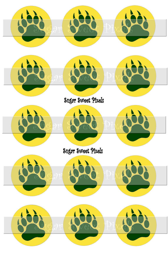 INSTANT DOWNLOAD Gold yellow Green Bear Claw two color Paw Print.