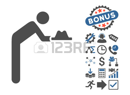 Servant With Hat Pictograph With Bonus Clip Art. Vector.