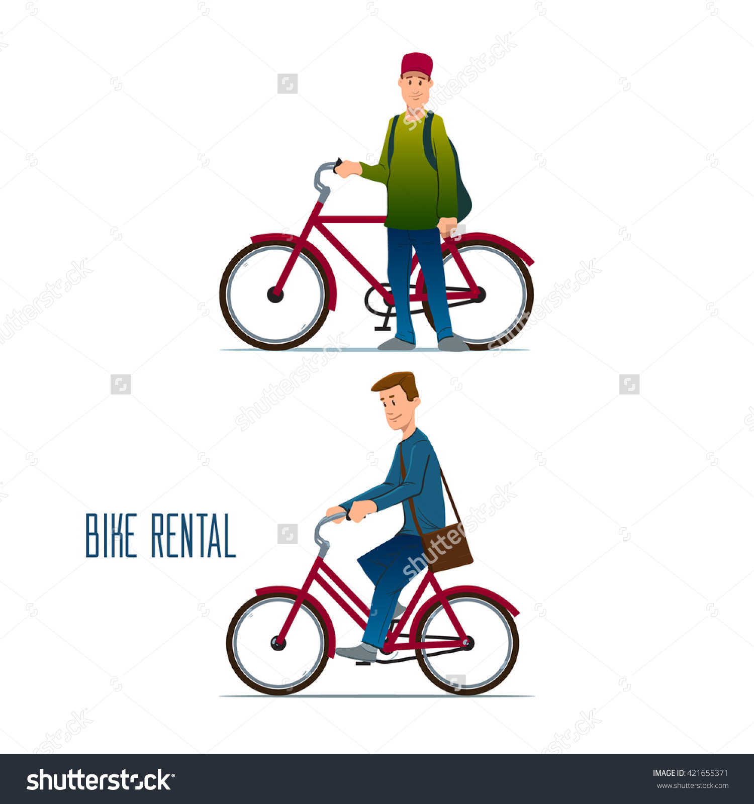 Man Riding Bike, Rental, City Bike Hire Rental, Tours For Tourists.