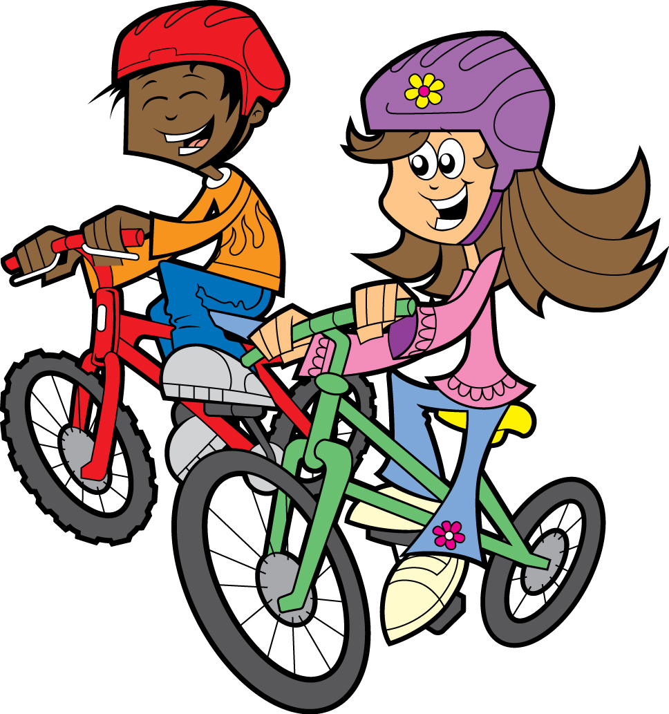 Kids Riding Bikes Clipart.