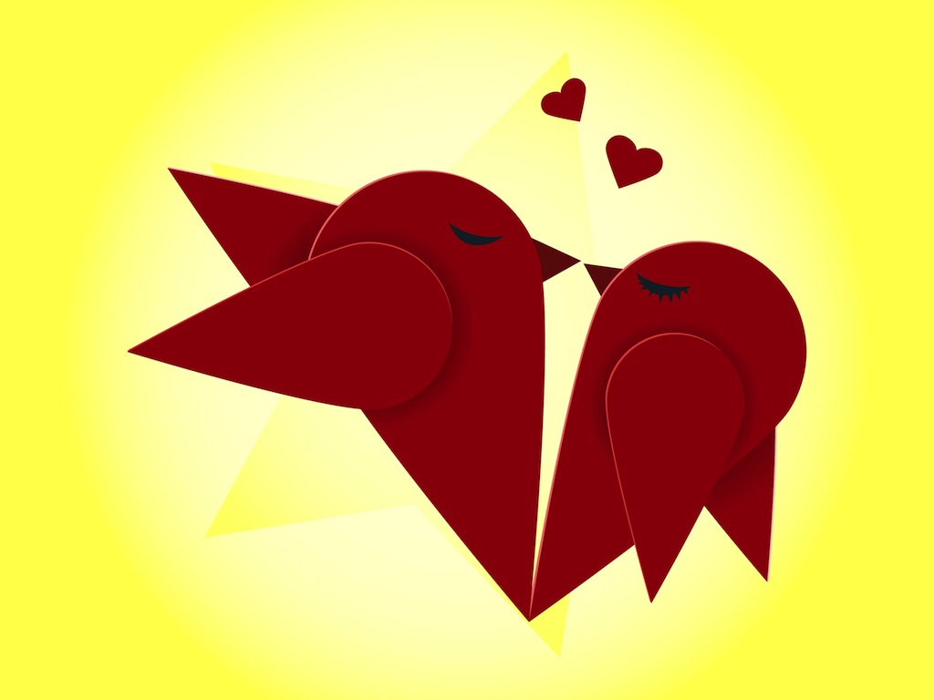 Christmas Birds Kissing Clipart.