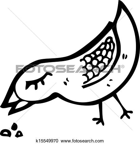 Clipart of bird pecking seed cartoon k14849194.