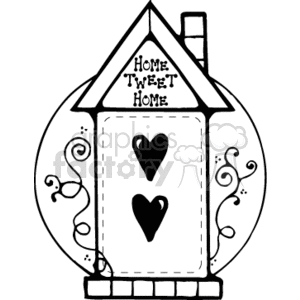 Pretty Bird House clipart. Royalty.