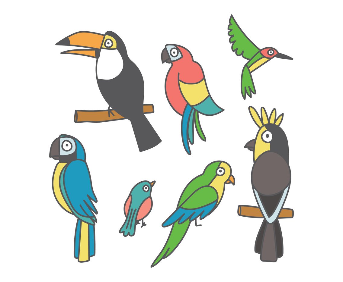 Set Of Clipart Birds Vector Art & Graphics.