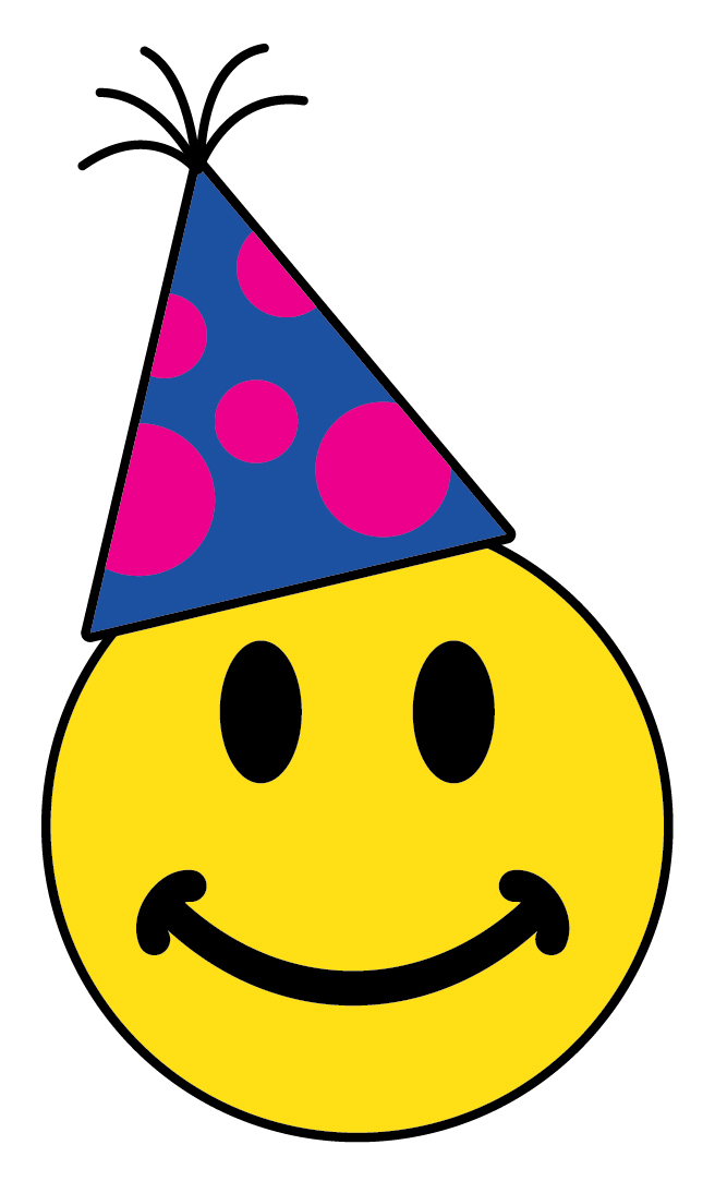 Smiley Face With Party Hat Clipart.