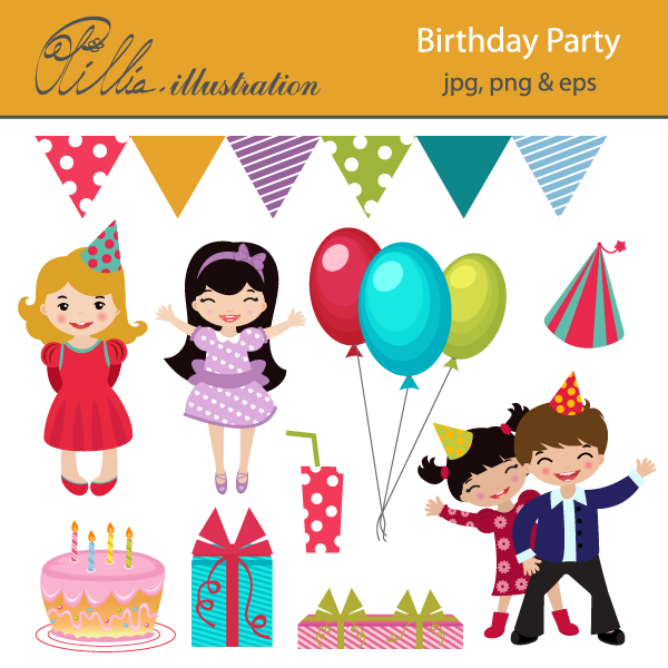 Birthday party clip art images.