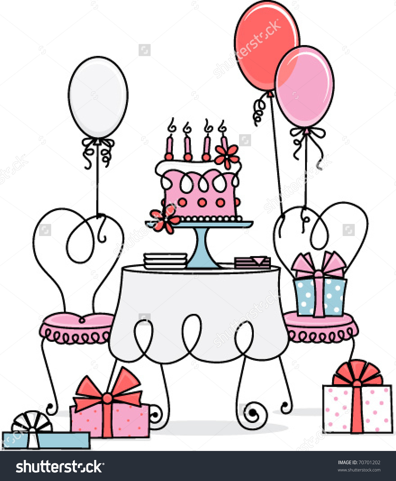 Retro Birthday Table Stock Vector 70701202.