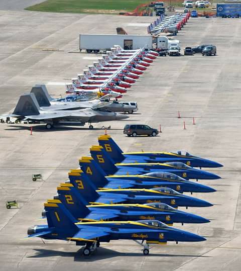 The impressive sight of the Blue Angels flyover at the NCAA Army.