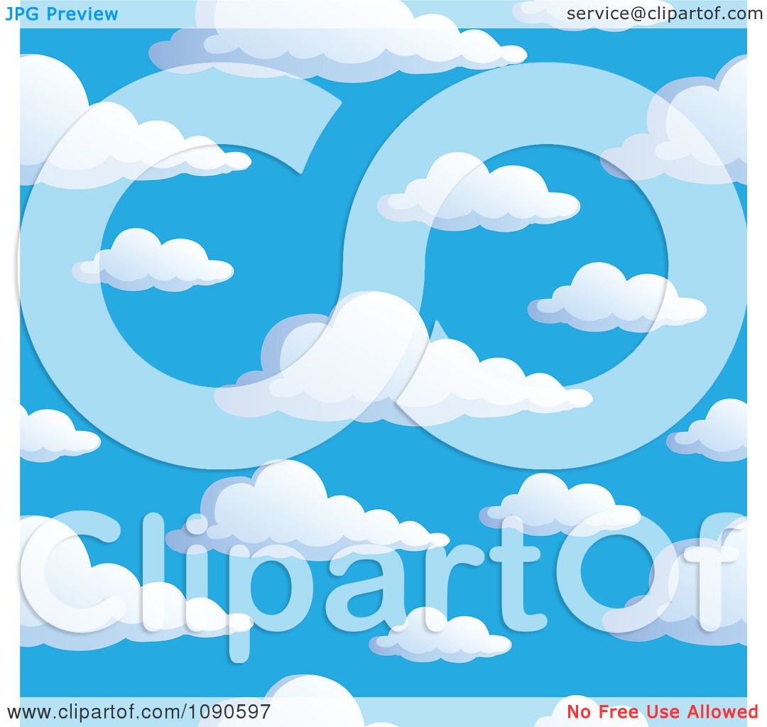 Clipart Seamless Colorful Puffy Cloud And Blue Sky Background.