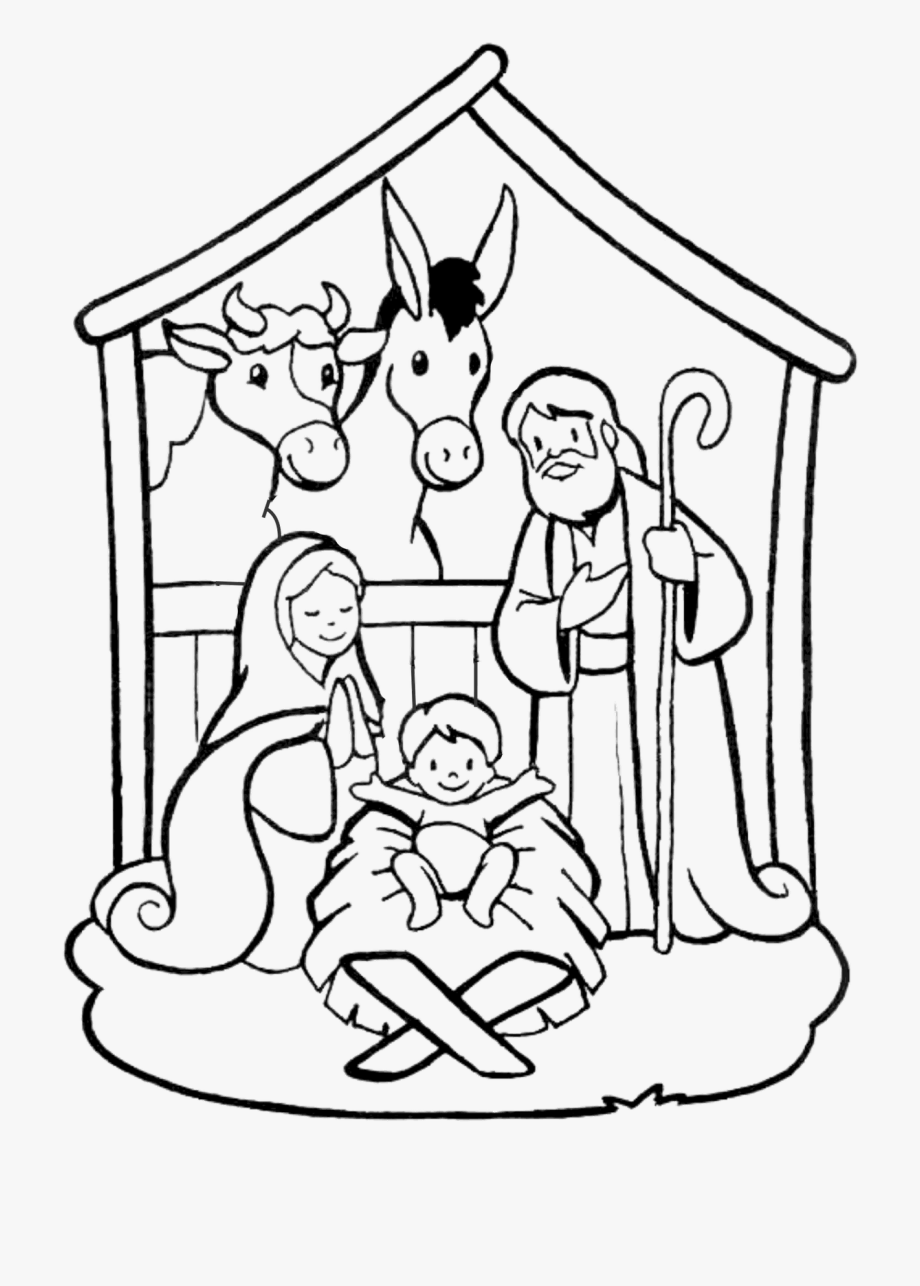 Manger Scene Clipart Black And White.