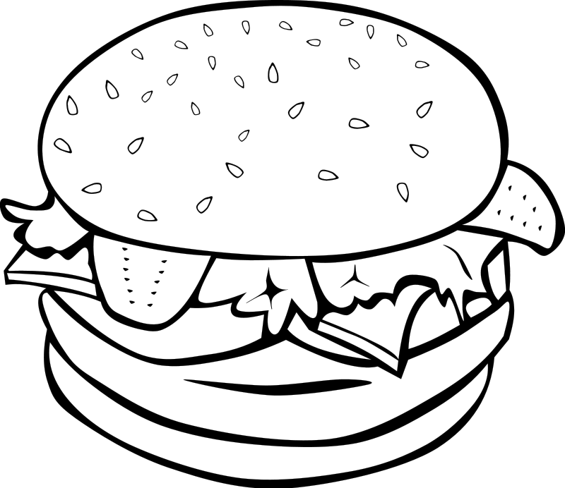 Burger And Fries Clipart Black And White.